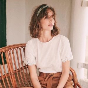 🆕 SEZANE - Cleo White / Ecru T-shirt - Short Sleeve - L